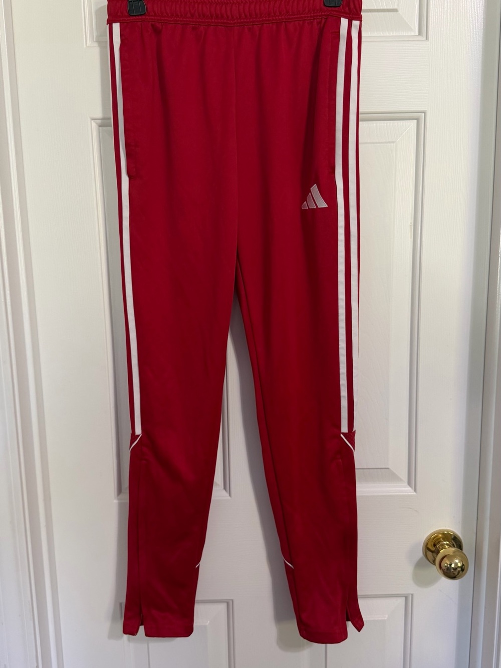adidas aeroready Red Joggers with White Side Stripes
